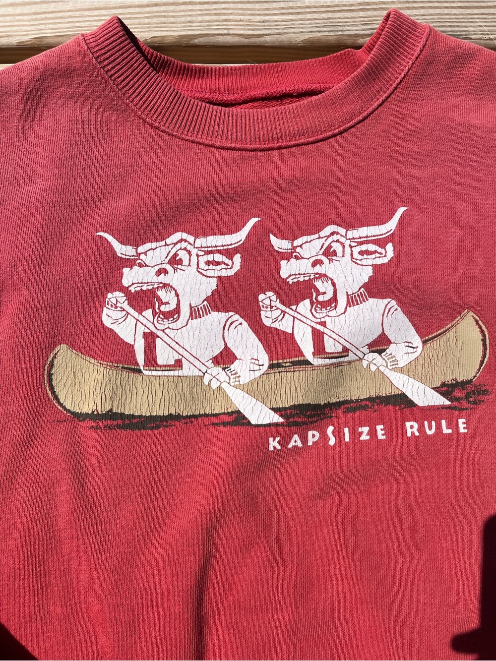 Kapital Red Crewneck Sweatshirt with Canoe Graphic